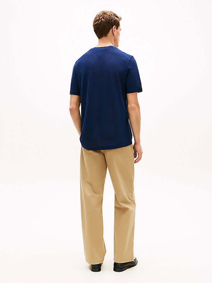 Erkek Linen T-shirt Lacivert MW0MW42675DCA