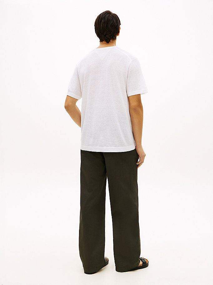 Erkek Linen T-shirt Beyaz MW0MW42675YBR