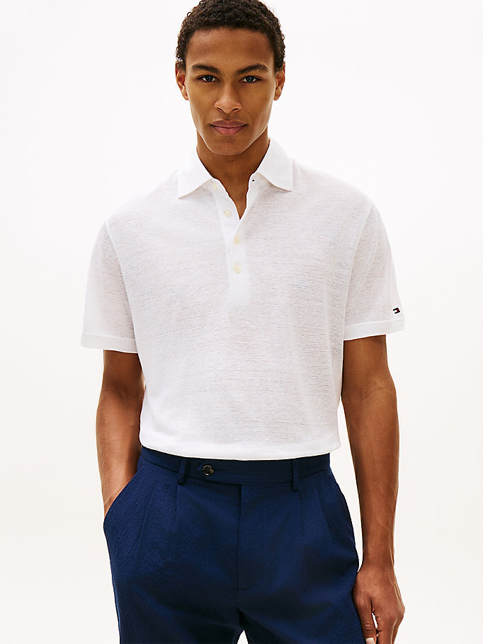 Erkek NY Spread Collar Polo T-shirt Beyaz MW0MW42679YBR