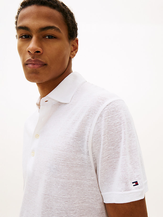Erkek NY Spread Collar Polo T-shirt Beyaz MW0MW42679YBR