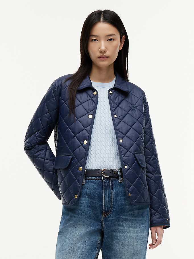 Kadın Padded Slim Puffer Mont Lacivert WW0WW50936C1G