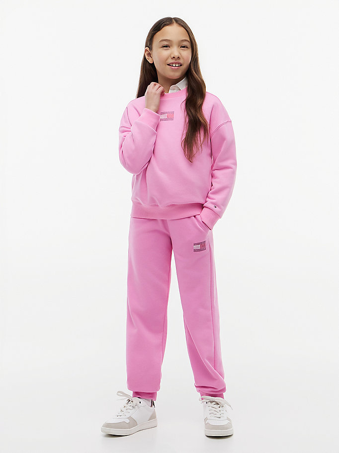Kız Çocuk Tommy Rhinstone Eşofman Altı Pembe KG0KG09531TOU