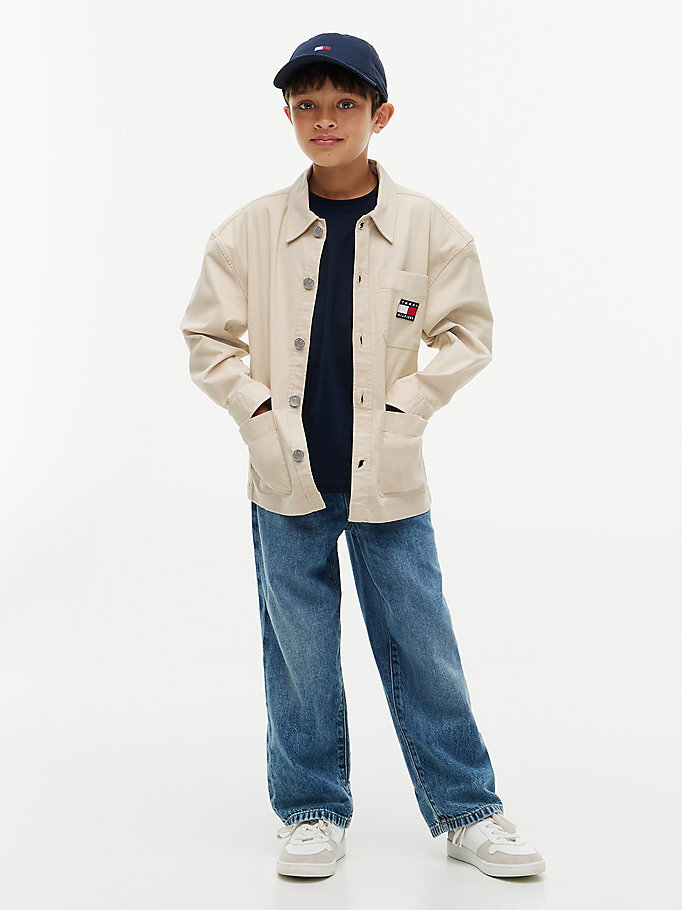 Erkek Çocuk Herringbone Overshirt Gömlek Bej KB0KB10874ACI