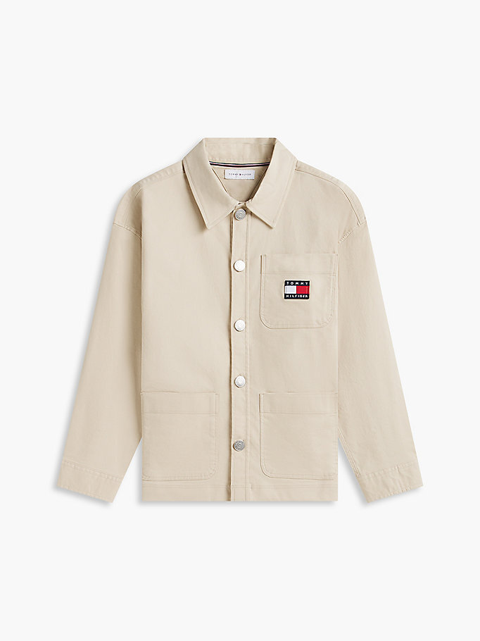 Erkek Çocuk Herringbone Overshirt Gömlek Bej KB0KB10874ACI