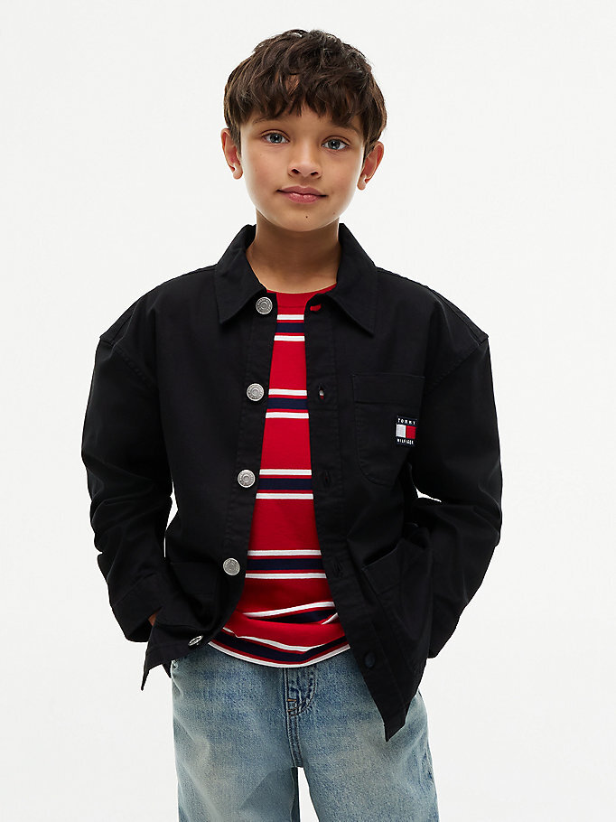 Erkek Çocuk Herringbone Overshirt Gömlek Siyah KB0KB10874BDS