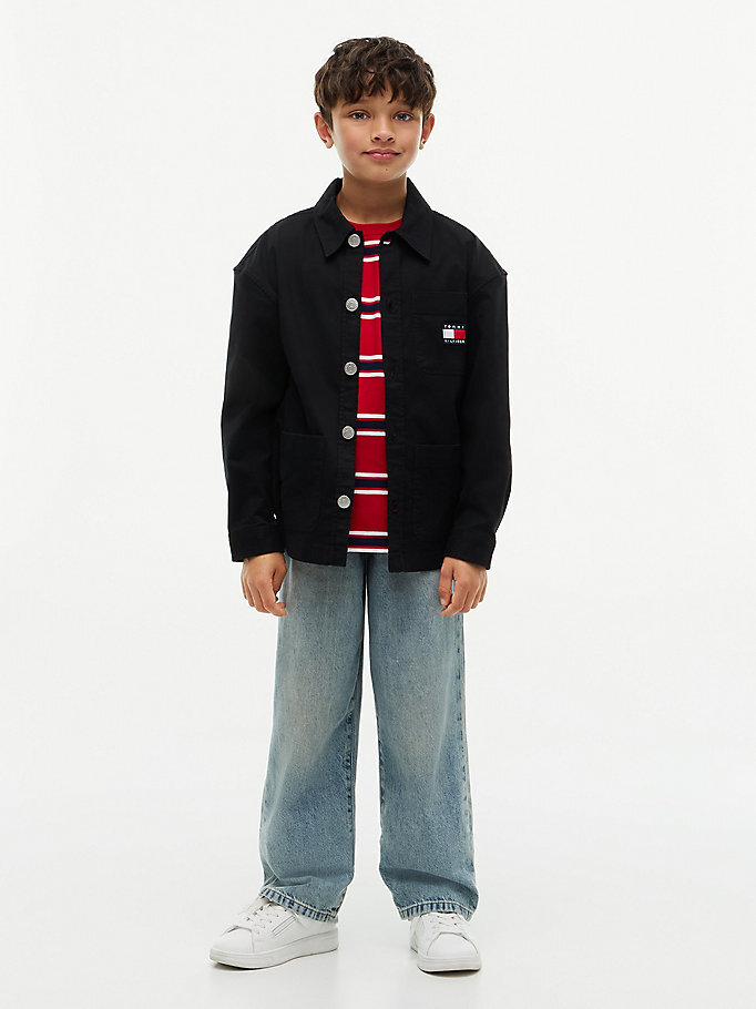 Erkek Çocuk Herringbone Overshirt Gömlek Siyah KB0KB10874BDS