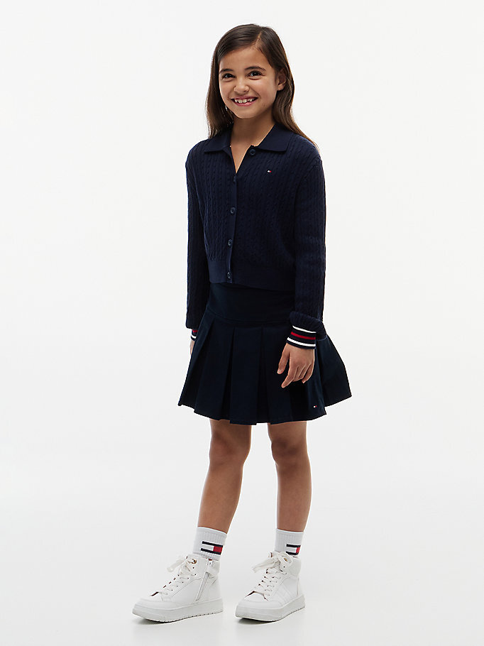 Kız Çocuk Polo Collar Rib Hırka Lacivert KG0KG09429C1G