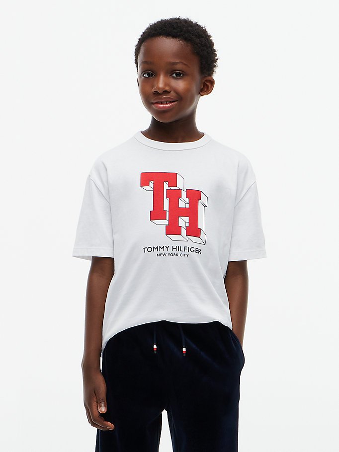 Erkek Çocuk TH Logo T-shirt Beyaz KB0KB10712YBR