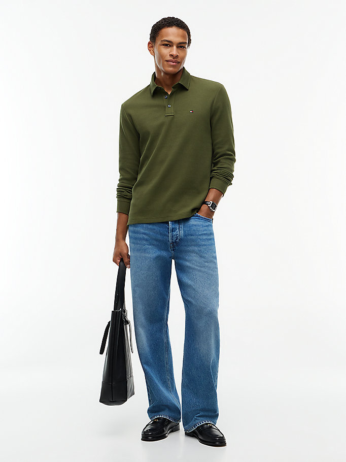 Erkek Waffle Regular Polo T-shirt Yeşil MW0MW44651MT1
