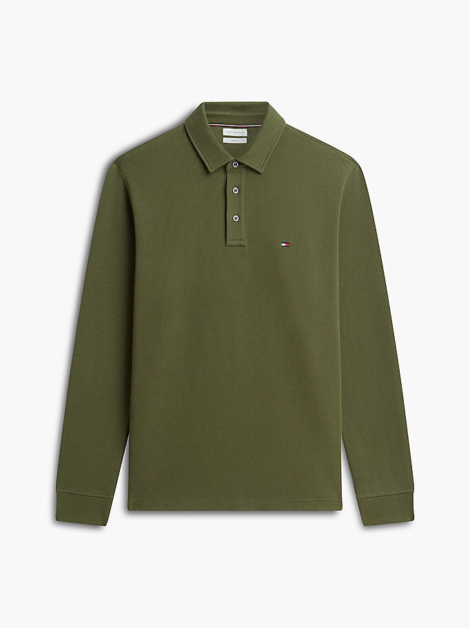 Erkek Waffle Regular Polo T-shirt Yeşil MW0MW44651MT1