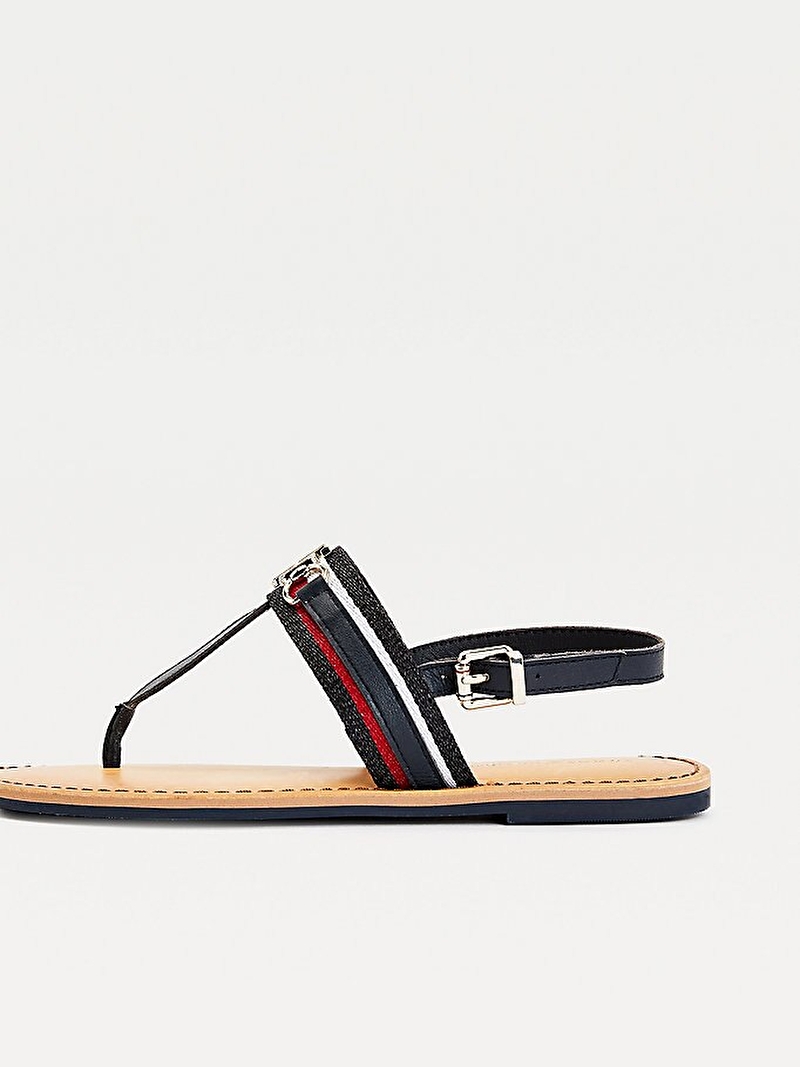 shimmery ribbon flat sandalet mavi